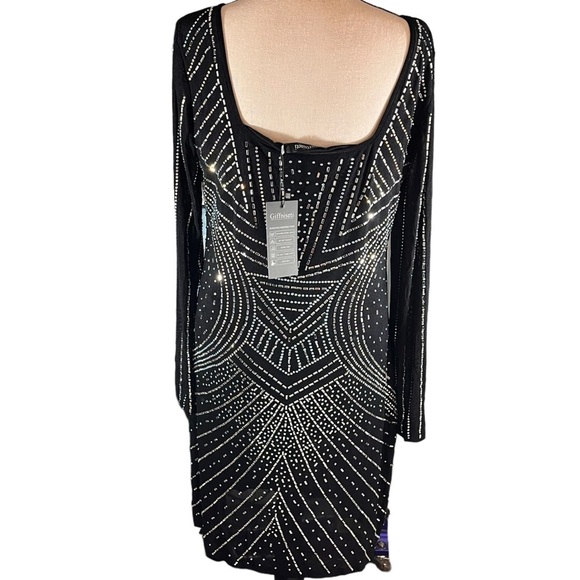 Giffniseti Long sleeve midi black with rhinestone size XL - Picture 6 of 7
